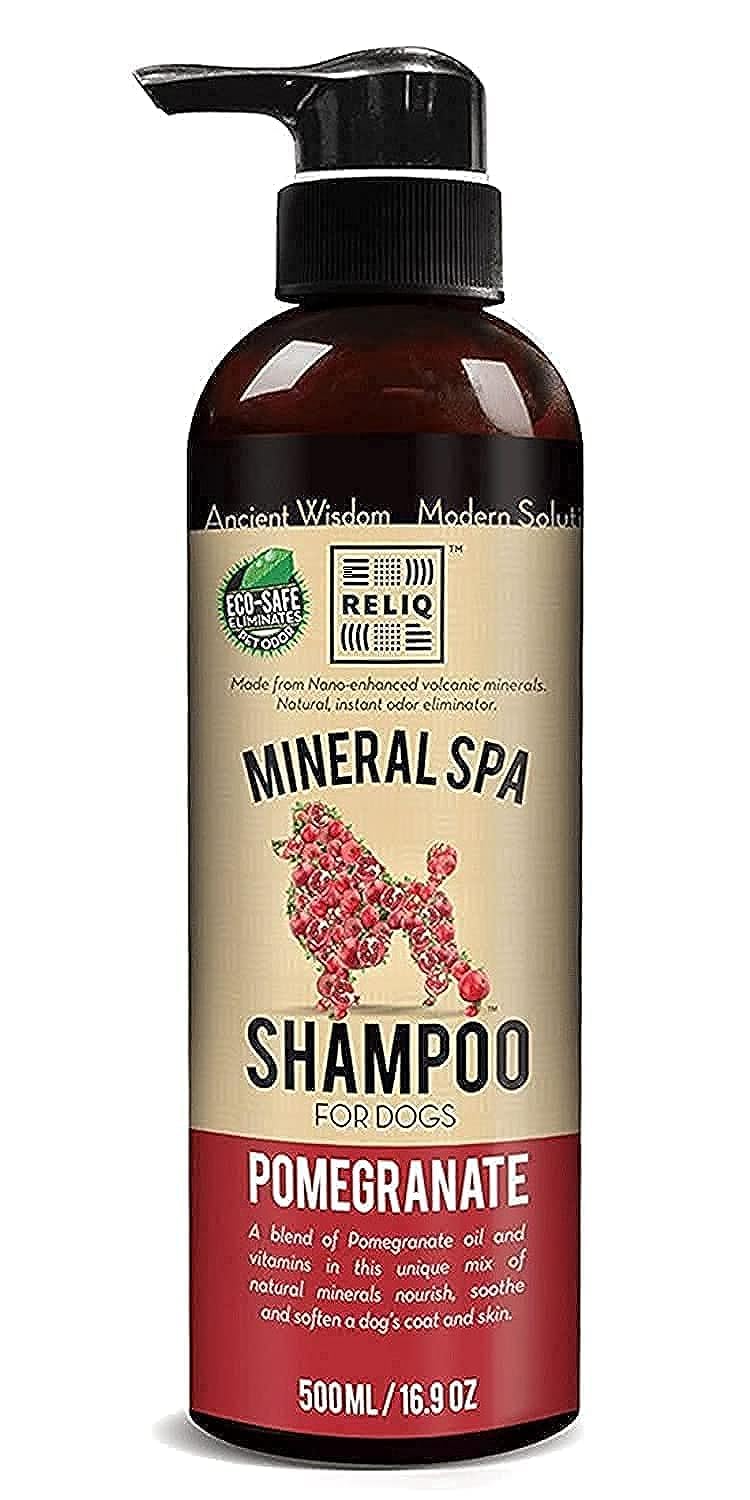 RELIQ Natural Mineral SPA Shampoo Pomegranate for Dog/Puppy. No soap no Oatmeal Formula. Tear Free and Long Lasting Odor Control. Super Soft and Shiny Coat After wash. - Image 1